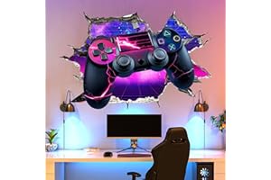 WOFEU 3D Game Wall Decals,Gamer Controller Wall Stickers for Boys Room,Gaming Joystick Sticker for Teenagers Kids Bedroom Playroom Nursery Wall Decor-Style A