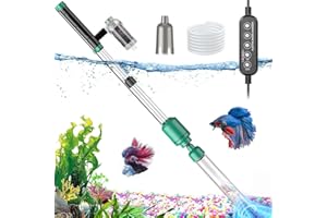 Suness Aquarium Vacuum Gravel Cleaner: 24W Electric Fish Tank Vacuum Gravel Cleaner with Strong Suction for Automatic Water Change, Remove Dirt Wash Sand Water Circulation (Green)