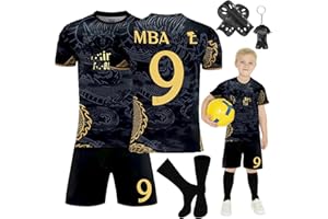 Heartsking Kids Football kit, Home Away Soccer Jerseys Football Kits for Kids Boys Girls Training Shirts Shorts Socks Guard Plate Keychain Bracelets and Bandages, Gifts for Children