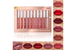 SPORTEON Set 10 PCS Rossetto Liquido Matte, Lucidalabbra a Tazza Antiaderente, per rossetto liquido opaco, regalo per cosmetici a lunga durata impermeabile (02)