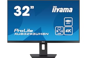 iiyama Prolite XUB3293UHSN-B5 80 cm 31,5" IPS LED monitor 4K UHD HDMI DP USB3.0 USB-C 65 W LAN przełącznik KVM Slim-Line regulacja wysokości, czarny