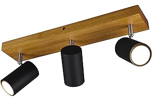 Trio Leuchten Marley 812400332 Spotlight Bar Metal Matt Black Wood Exclusive 3X GU10