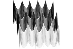 Ledeak 3 Pack Halloween Creepy Cloth, 79 x 20 Inch Spooky Halloween Polyester Scary Gauze Cloth Giant Tapestry, Halloween Spooky Decoration for Haunted Houses Party Doorways (Black+White)