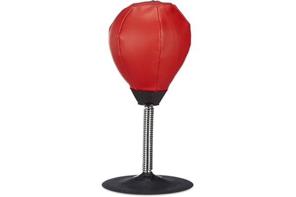 Relaxdays Punchingball bord, boxningssäck för skrivbord, röd