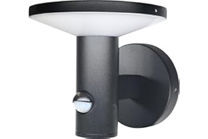 EBION Outdoor Wall Lights Mains Powered, Outside Wall Lights with Motion Sensor, Modern IP54 Waterproof Aluminum Outdoor Light for Porch Front Door Corridor Patio, PIR Sensor, 1100LM 3000K, Black