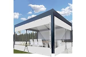 SDLLG Bâche de tonnelle Transparente, avec œillets, PVC, Coupe-Vent, 0,5 mm, imperméable, Rideau de séparation pour extérieur, Garage, terrasses, Jardin, Balcon, 2 x 2,2 m (H x L), Blanc, avec 1