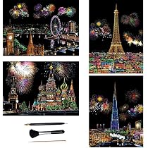 Scratch Art Papier Set – Kratzbrett 29,5x40,6 Cm Für Erwachsene & Kinder, Mit Holzstift & Extra Blanko-Blatt
