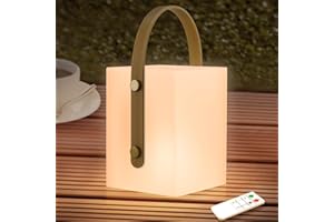 FUYO Lampe de Table Rechargeable Extérieur Portable Lampe de Table de Chevet avec 8 RGB Couleurs, Sans Fil, étanche, Gradable Lampe Lanterne pour Exterieure Intérieur Jardin Salon Terrasse,Carré