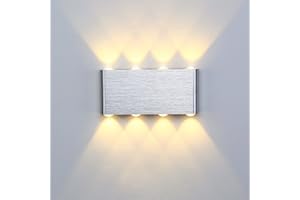 Lightess Applique Murale LED 8W Intérieur Lampe Murale Moderne Carré Up Down en Aluminium Eclairage Lumière pour Chambre a Coucher Bureau Lit Couloir Salon Hôtel Bar Escalier Blanc Chaud