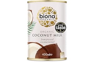 Biona Organic Coconut Milk 400 ml, Pack of 6 - Great Taste Award 2024 Winner - Dairy Free, Naturally Vegan - Pressed from Coconut Kernels - For Cooking and Baking - Vegan Alternative
