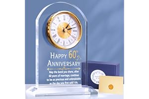 OkiyiD 60th Anniversary Wedding Gift, Anniversary Quartz Clock, Desk Table Clock, 60 Years of Marriage, Daimond Wedding for Couple, Parents, Grandparents (60th Anniversary)