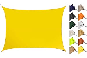 Kookaburra 4m x 3m Rectangle Water Resistant Garden Patio Sun Shade Sail Canopy 96.5% UV Block with Free Rope (Yellow)