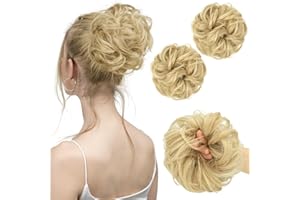 SARLA 2PCS Messy Hair Bun Hair Piece Small Scrunchies Synthetic Bun Hairpieces for Women Girls Updo Hair Extensions (Natural Blonde)