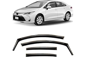 ‎CLIM ART CLIM ART Windabweiser für/kompatible mit Toyota Corolla 2020-2024 nur Sedan Autofenster Regenschutz, Regenabweiser, Integrierte Deflektoren, 4 Stück,Dunkel
