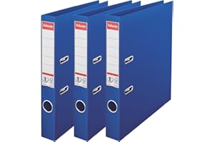 Esselte, N°1 Power, Pack de 3 Classeurs à levier, Bleu, Dos 50mm, A4, PP, 624278