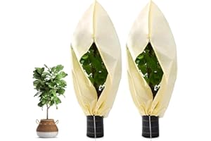 EAEVKPI 2 Pezzi Tessuto Non Tessuto per Piante, 60 x 80 cm Telo Antigelo per Piante, Velo da Sposa per Piante con Cerniera e Coulisse, Confezioni Telo Copri Piante Antigelo Invernale
