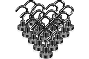 Keukenket Gancho magnético extra fuerte 10 kg, imán de neodimio con ganchos, 16 unidades de 16 mm, ganchos magnéticos, ganchos magnéticos, ganchos magnéticos, sin perforación, para puertas de hierro,