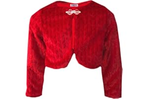 Aelstores Boléro à manches longues en fausse fourrure pour fille Taille 3-14 ans Ivoire 13-14