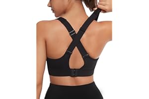 Yvette Verstellbar Sport BH Starker Halt mit Haken & Öse Bügellos Fitness Lauf Bra