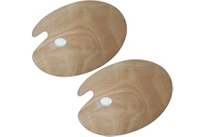 UOOOM 2ER Holz Mischpalette mit Griffloch für Aquarell, Ölfarben, Oval 30x38 cm, Malpalette Künstler Palette, groß strapazierfähig Bild Palette