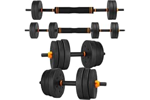 unycos - Manubri Regolabili con Dischi 10-40 kg【E-Book con 50 Esercizi】Coppia di Pesi con Barra di Collegamento Antiscivolo per Allenamento, Palestra in Casa, Fitness (Red/Orange Transformer)