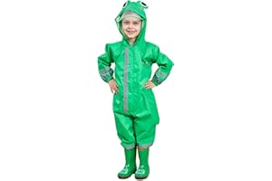 BWIV LIVACASA Imperméable à Capuche Enfant avec Bande Rétro-réfléchissante Poncho Pluie Fille Combinaison de Pluie Garçon 3-10ans Cape Pluie Léger Vêtements de Pluie Vert(Grenouille) 5-7ans / L'étiquette:M