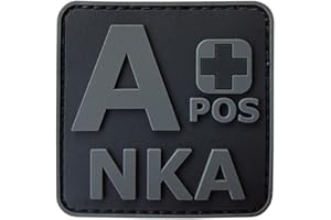LEGEEON ACU All Black APOS A+ NKA Blood Type No Known Allergies Morale PVC Rubber Fastener Patch