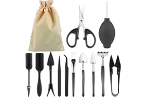 ZeYou Zestaw Bonsai 13 Sztuk Narzędzia Bonsai, Mini Narzędzia Ogrodnicze dla Roślin Wewnętrznych i Bonsai Profesjonalny Zestaw Bonsai z przenośną torbą do przechowywania, Nożyczki Bonsai (Czarny)
