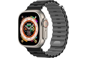 HITZEE Compatible with Apple Watch Strap 49mm 45mm 44mm 42mm, Soft Loop Silicone Straps with Buckle Designed for Apple Watch Ultra 2 Ultra Series 9 8 7 SE 6 5 4 3 2 1, Black Gray