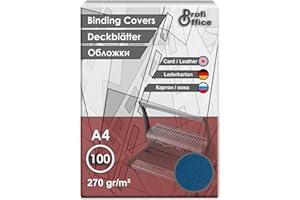 ‎PROFIOFFICE ProfiOffice® Deckblätter, DIN A4, Lederoptik, blau, A4 270g/m², 100 Stück (29005)