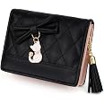 Portefeuille court en cuir avec chat mignon pour femmes, petit porte Portefeuille court en cuir avec chat mignon pour femmes, petit porte