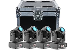 YESPICK 4PCS 60W Lyre LED avec Flight case Lumière de scène 8 Gobos 8 Couleurs DJ Luminaires à tête rotative Beam Moving Head pour Fête, DJ, Bar, Club Noël