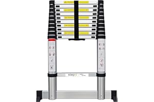 RACKIT DIRECT Step It 3.2m Telescopic Ladder with stabiliser bar Extendable Ladder Multi-Purpose Folding Ladder with Stabiliser | Telescopic Ladders Extendable Ladders | 150kg EN131