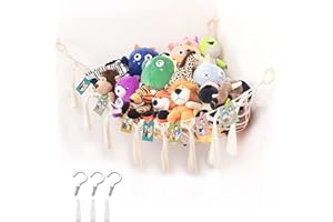 XHDA Large Toy Hammock for Stuffed Animals, Teddy Hammock Toy Storage Net with Tassel and Hooks, Soft Toy Hammock, Toy Net Hammock for Bedroom Nursery Decor