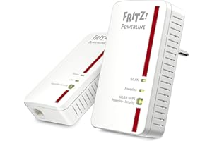 AVM FRITZ!Powerline 1240E WLAN Set International - Adaptador/extensor de red por línea eléctrica, PLC, 1200 Mbps, base WiFi AC integrada, Mesh, 1 puerto Gigabit, interfaz en Español