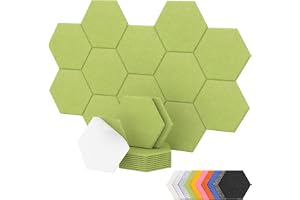 TONOR 12-pack Sexkantiga Akustikpanel, 30×26×1 cm Självhäftande Akustiska Paneler, Hög Densitet Ljudabsorbent Hexagon Ljudiso