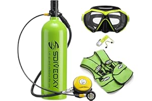 GOYOJO 40 Minutes Scuba Tank Kit Portable, 2L Mini Diving Tank Pump Adult with Aluminum Hard Case and Snorkel Mask, for Underwater Exploration Emergency Rescue Work, 3 Inflatable Ways DOT Certification