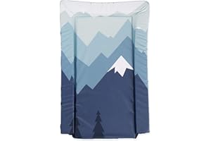 The Gilded Bird Baby Changing Mat, Raised Edges, Change Mat, 72cm x 46cm, Extra Padded, High Density Foam, Wipeable (Blue Mountains)