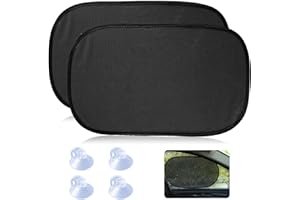 AEROGLO 2 Pack Car Window Shades Car Sun Screens for Windows Self Adhesive Car Sun Shades with 4 Suction Cup Covers Rear Side Window Auto Sun Visors Fits Almost Every Car(COLOR:black)