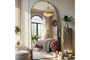 ‎APLANCEE Aplancee Bogen Standspiegel, 170x75cm, Ganzkörperspiegel mit Schwarz Metallrahmen zum Anlehnen oder Aufhängen an die Wand，großer Fußboden Spiegel für Wohnzimmer und Schlafzimmer