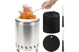 LES-THERESA Mesa para chimenea, 15 x 22 cm, para exteriores, pellets para exteriores, pequeña chimenea de pie, pellets para exteriores, mesa con tenedor telescópico y alfombrilla de aislamiento térmico, con