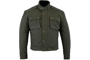 MODERNAGE Men's Wax Cotton Waxed Motorcycle Jacket Short Body Motorbike Top | Waterproof Lined | Armoured Biker Textile Winter Coat for men | Touring | Urban | Riding