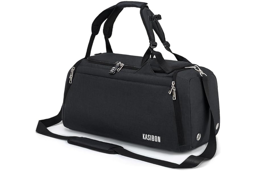 Sports Duffle Bag with Shoes Compartment and Wet Pocket, 42L Waterproof Gym Bag for Men and Women, Durable Travel Duffel Bag with Shoulder Strap and Combination Lock