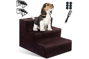 ZVONEMA ZNM Escalier pour Chien, Escalier Chiens en Plastique, Rampe pour Chien 3 Marches avec Housse Lavable, Portable Escalier Chien Canapé pour Lit - Envoyer Rouleau Adhesif Vetement