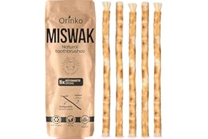 ORINKO Siwak x5 - Stick de Miswak 100% naturalna szczoteczka do zębów z drewna Araq (Salvadora Persica) Środek, dezynfekcja i wybielanie - ekologiczna, biodegradowalna i wegańska