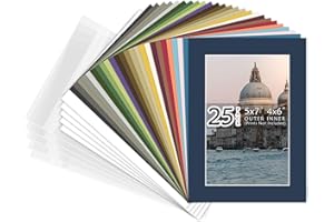 Golden State Art, Passepartout für Fotos à 12,7 x 17,8 cm, mit weißem Kern, Schrägschnitt-Matten, 25 Stück, säurefrei, 25 Stück