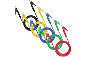 UMELEE 5 Stück Krokodilklemmen Messleitungen mit Isolatorklemmen, Flexibles Kupferkabel für elektrisches Testexperiment 1000V 15A 1m