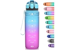 Niggeey Botella de Agua 2l, 1500ml, 1000ml, 700ml, 500ml Botella Agua Deporte, Botella Agua Motivacional, Botella Deportiva Tritan de Plástico Sin BPA & Prueba de Fugas, para Niños, Sport, Bicicleta