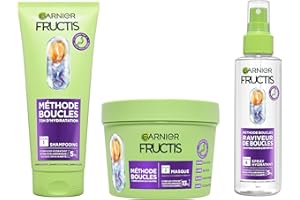 ‎GARNIER Garnier - Fructis Methode Locken – Routine 3 Produkte – Shampoo, Maske & Feuchtigkeitsspray – angereichert mit Hyaluronsäure & Sheabutter – für alle Arten von Locken