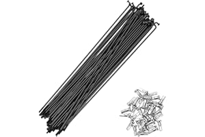 A ABSOPRO Lot de 36 Rayons de Vélo 14G en Acier 45 Noir avec 36 écrous pour Roues de VTT